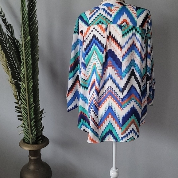 Cato multicolored v-neck chevron tunic - Picture 2 of 8